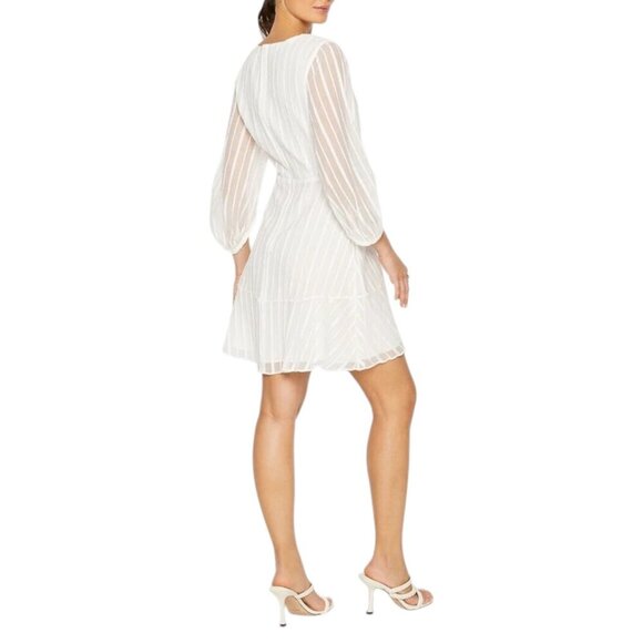 Club Monaco White Stiped Long Sleeve Mini Dress Sz 4 - Picture 2 of 12